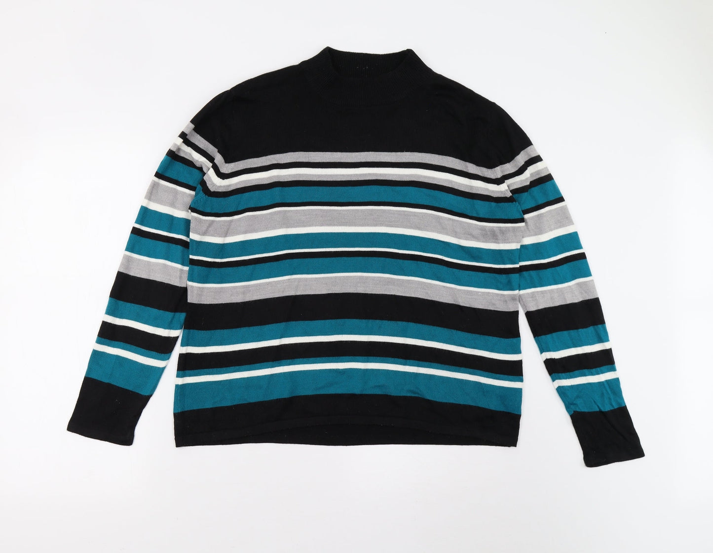 BM Collection Womens Multicoloured Striped Knit Pullover Jumper Size M
