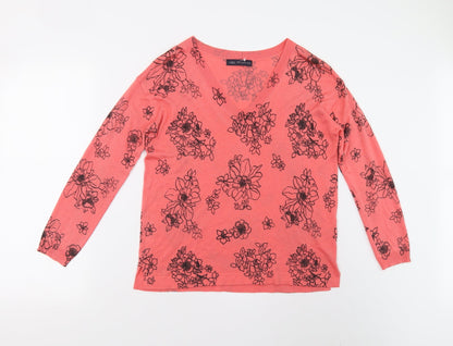 Marks & Spencer Womens Pink Floral Knit Pullover Jumper Size S