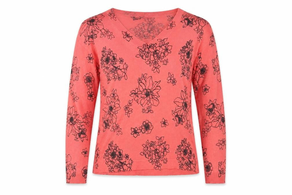 Marks & Spencer Womens Pink Floral Knit Pullover Jumper Size S