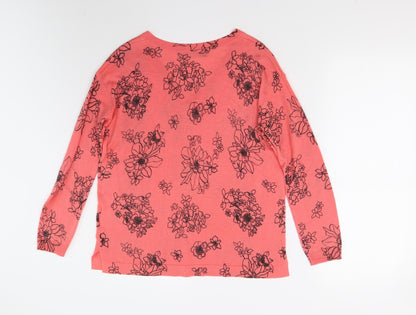 Marks & Spencer Womens Pink Floral Knit Pullover Jumper Size S