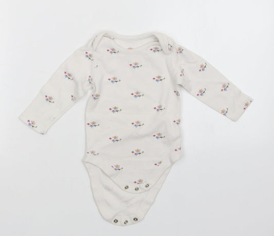 M&S Girls White Floral  Babygrow One-Piece Size 9-12 Months