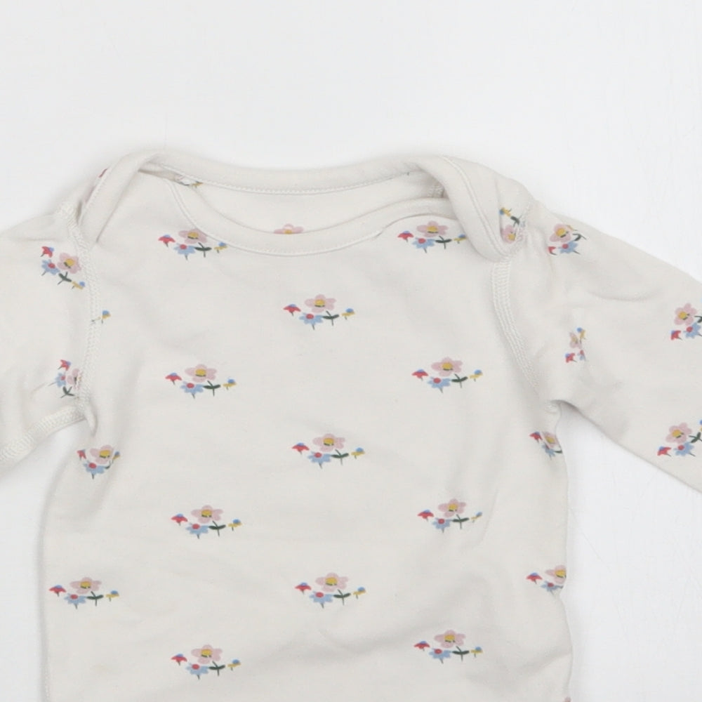 M&S Girls White Floral  Babygrow One-Piece Size 9-12 Months