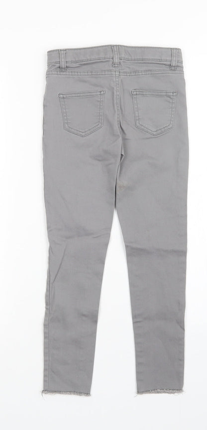Back view of denim Co girls’ grey skinny jeans, size 8-9, years