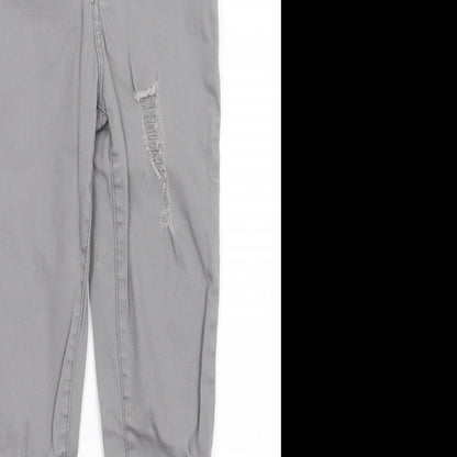 Close-up detail of denim Co girls’ grey skinny jeans, size 8-9, years