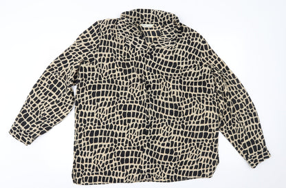 Design Essentials Womens Beige Animal Print  Basic Button-Up Size 20