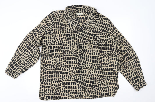 Design Essentials Womens Beige Animal Print  Basic Button-Up Size 20