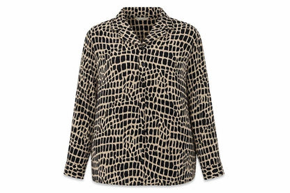 Design Essentials Womens Beige Animal Print  Basic Button-Up Size 20