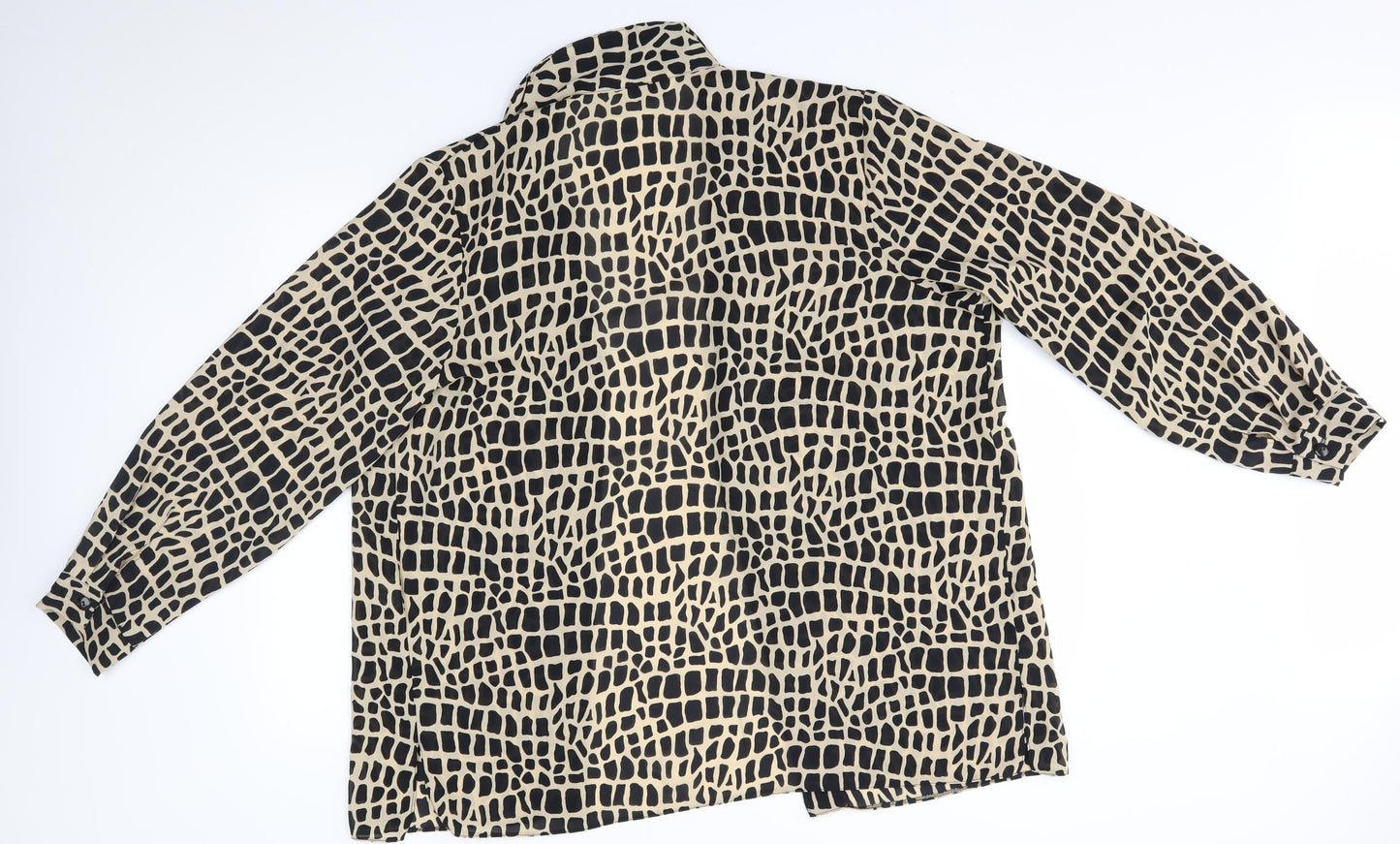 Design Essentials Womens Beige Animal Print  Basic Button-Up Size 20
