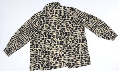 Design Essentials Womens Beige Animal Print  Basic Button-Up Size 20