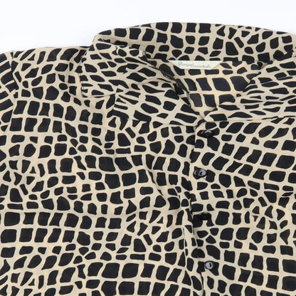 Design Essentials Womens Beige Animal Print  Basic Button-Up Size 20