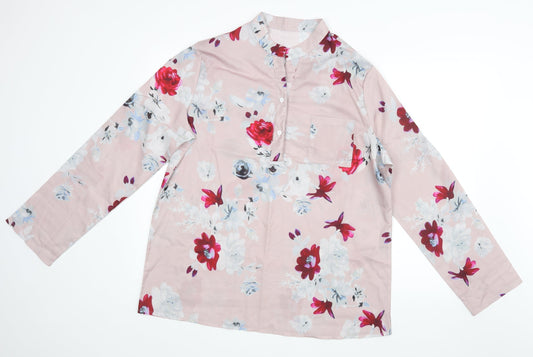 Preworn Womens Pink Floral  Basic Blouse Size 4XL