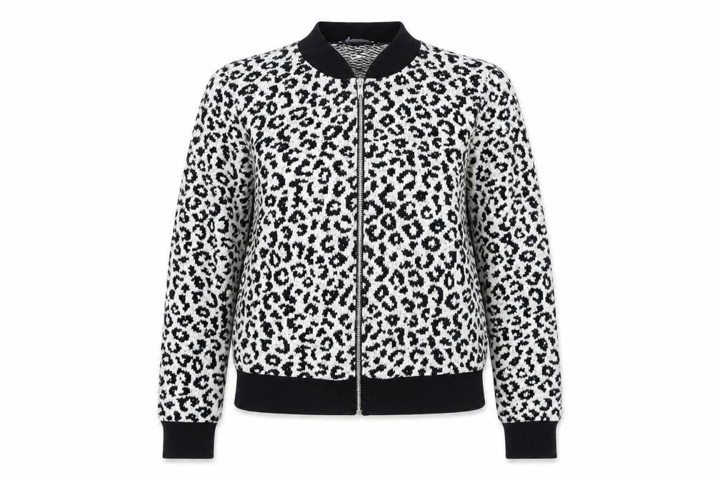 Atmosphere Womens White Animal Print  Bomber Jacket Jacket Size 14