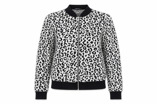 Atmosphere Womens White Animal Print  Bomber Jacket Jacket Size 14