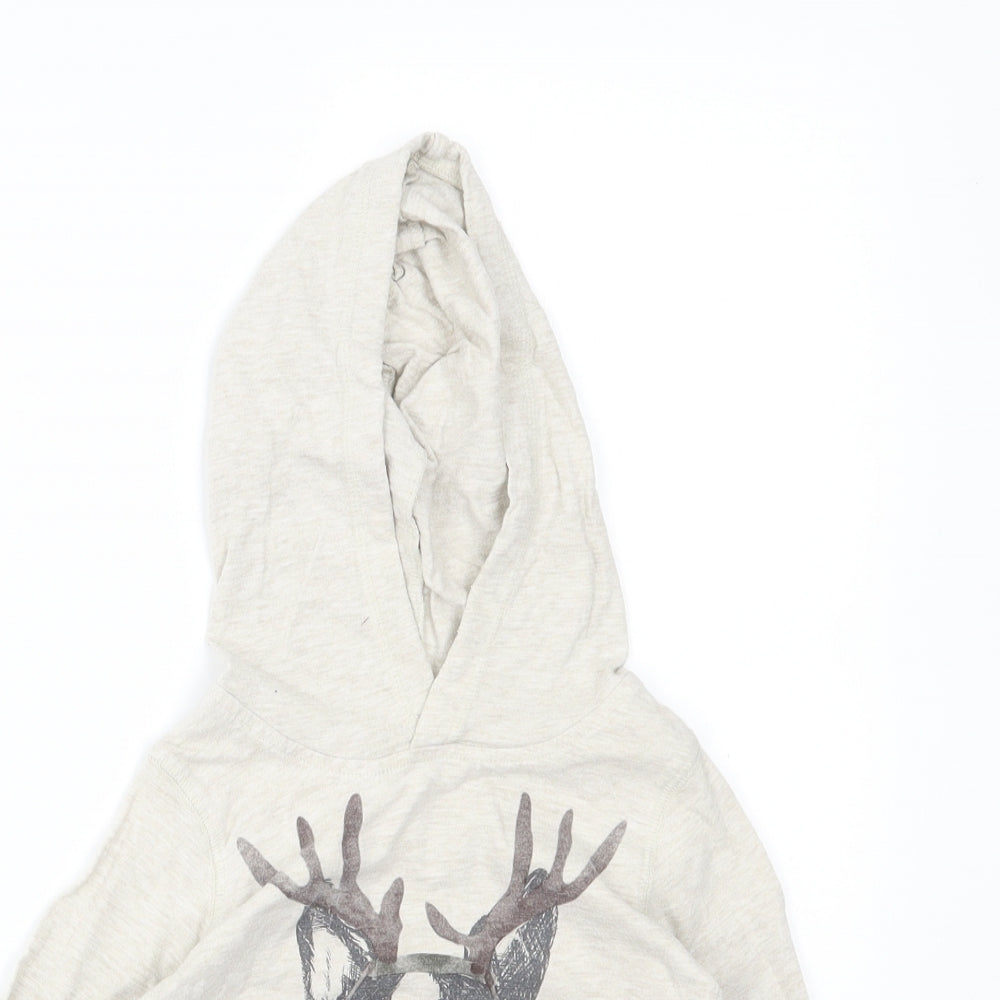 Gap Boys Grey   Pullover Hoodie Size 2 Years  - pug with reindeer antlers