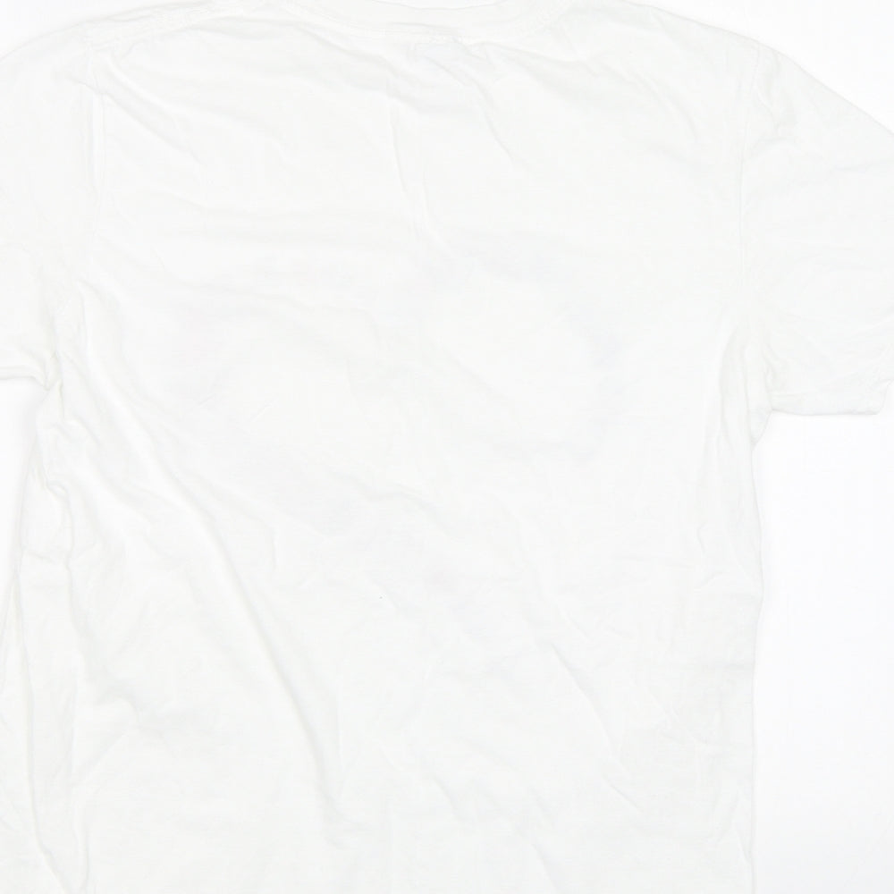 Gildan Womens White   Basic Polo Size M  - Butterflies