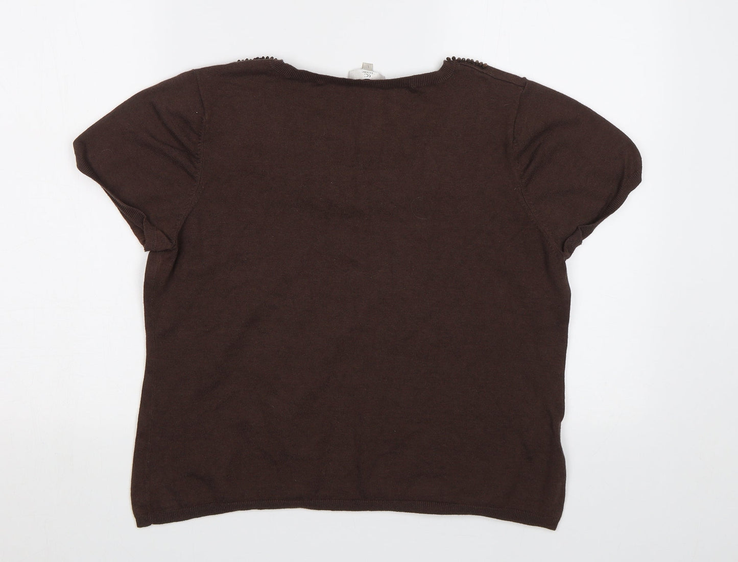 CC Petite Womens Brown   Pullover Jumper Size L  - Embelished Neckline