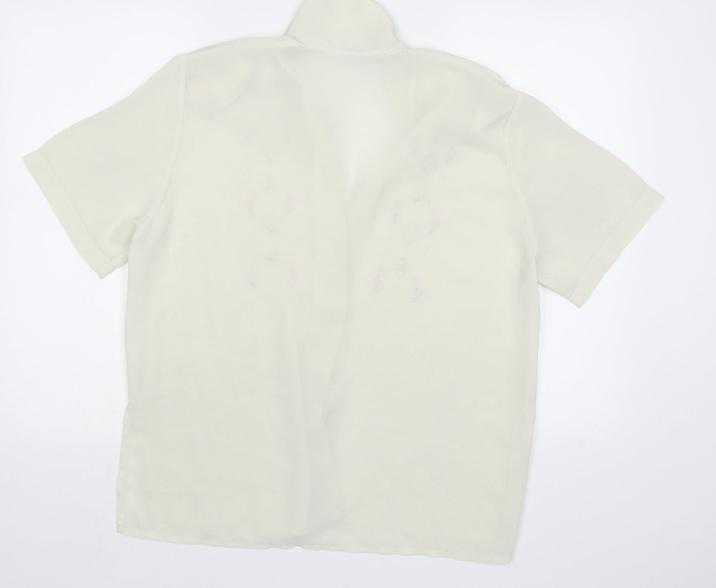 Rosy Womens Ivory Floral  Basic Blouse Size L