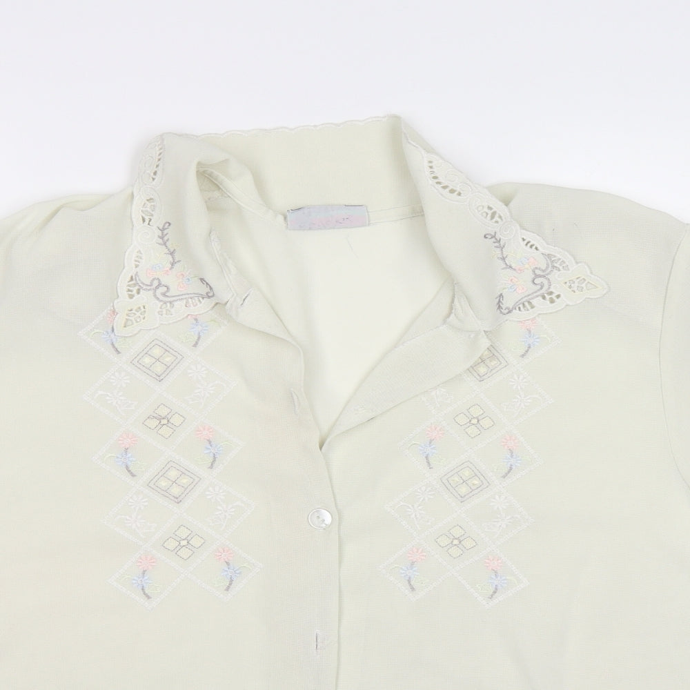 Rosy Womens Ivory Floral  Basic Blouse Size L