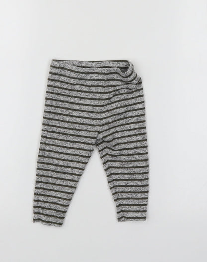 Additional front view of F&F boys’ grey striped sweatpants leggings, size 6-9, months
