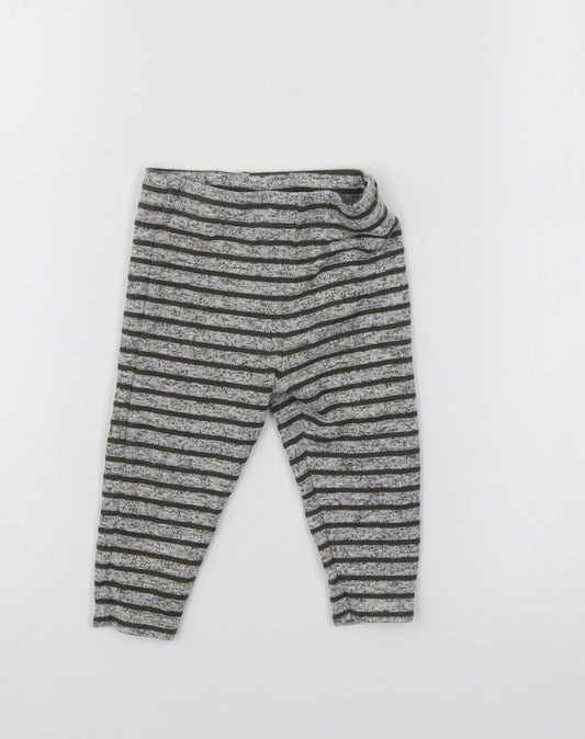 Fred & Flo Boys Grey Striped  Sweatpants Leggings Size 6-9 Months
