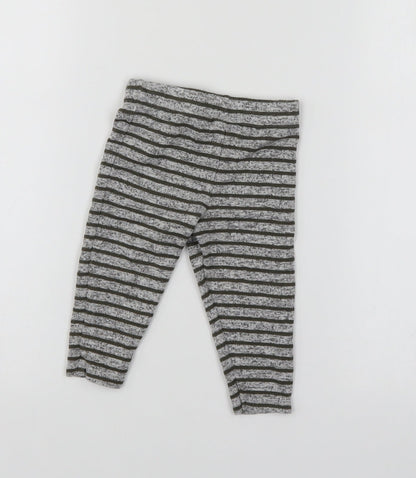 Back view of F&F boys’ grey striped sweatpants leggings, size 6-9, months