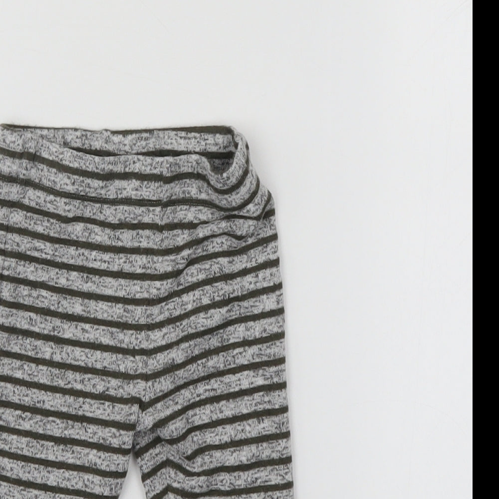 Fred & Flo Boys Grey Striped  Sweatpants Leggings Size 6-9 Months