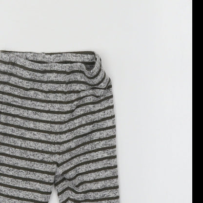 Close-up detail of F&F boys’ grey striped sweatpants leggings, size 6-9, months