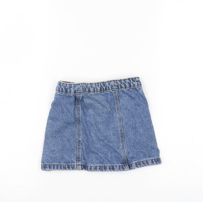 Back view of Denim & Co. girls’ blue denim a-line skirt, size 3-4, years