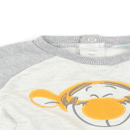 Close-up detail of Disney Baby Grey jumper, size 0-3, Months - Tigger