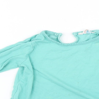 Close-up detail of John Lewis Baby Blue Basic T-Shirt, size 12-18, Months