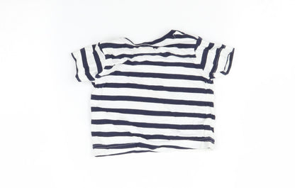 Back view of Bluezoo Baby Multicoloured Striped Basic T-Shirt, size 3-6, Months