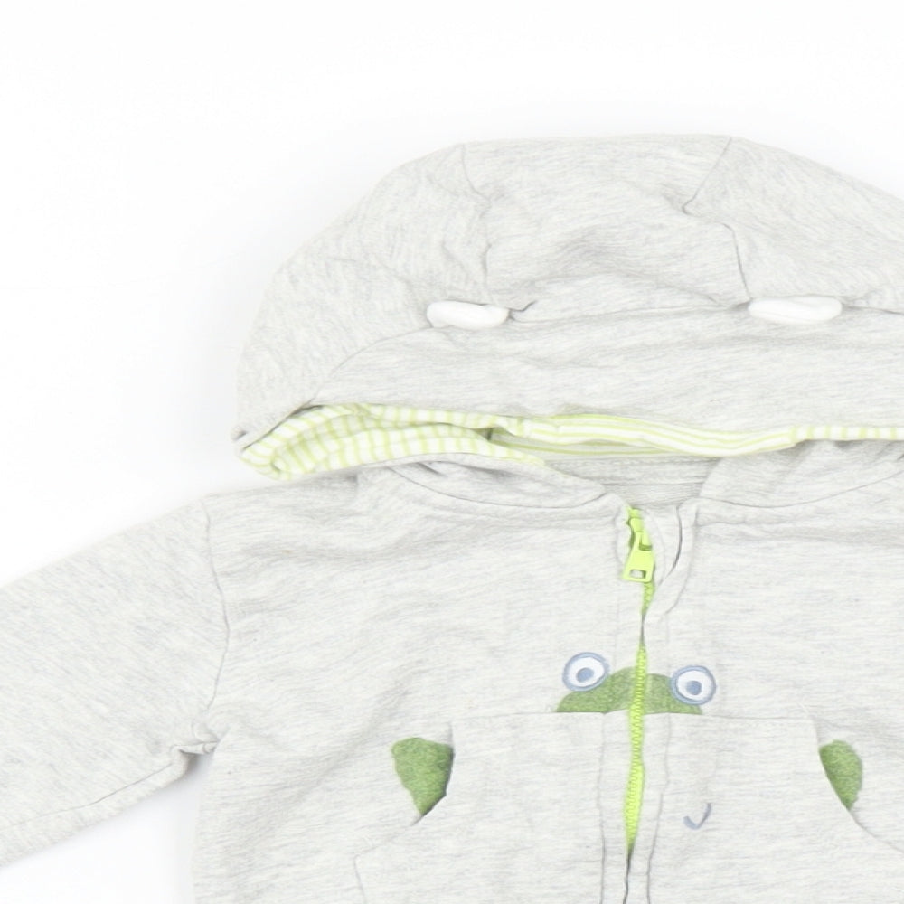 M Baby Grey   Full Zip Jumper Size 3-6 Months  - frog