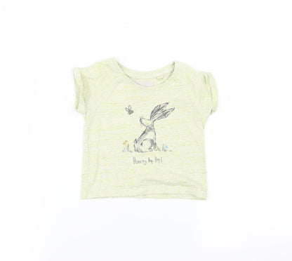 Additional front view of Next Baby Green Basic T-Shirt, size 6-9, Months - rabbit