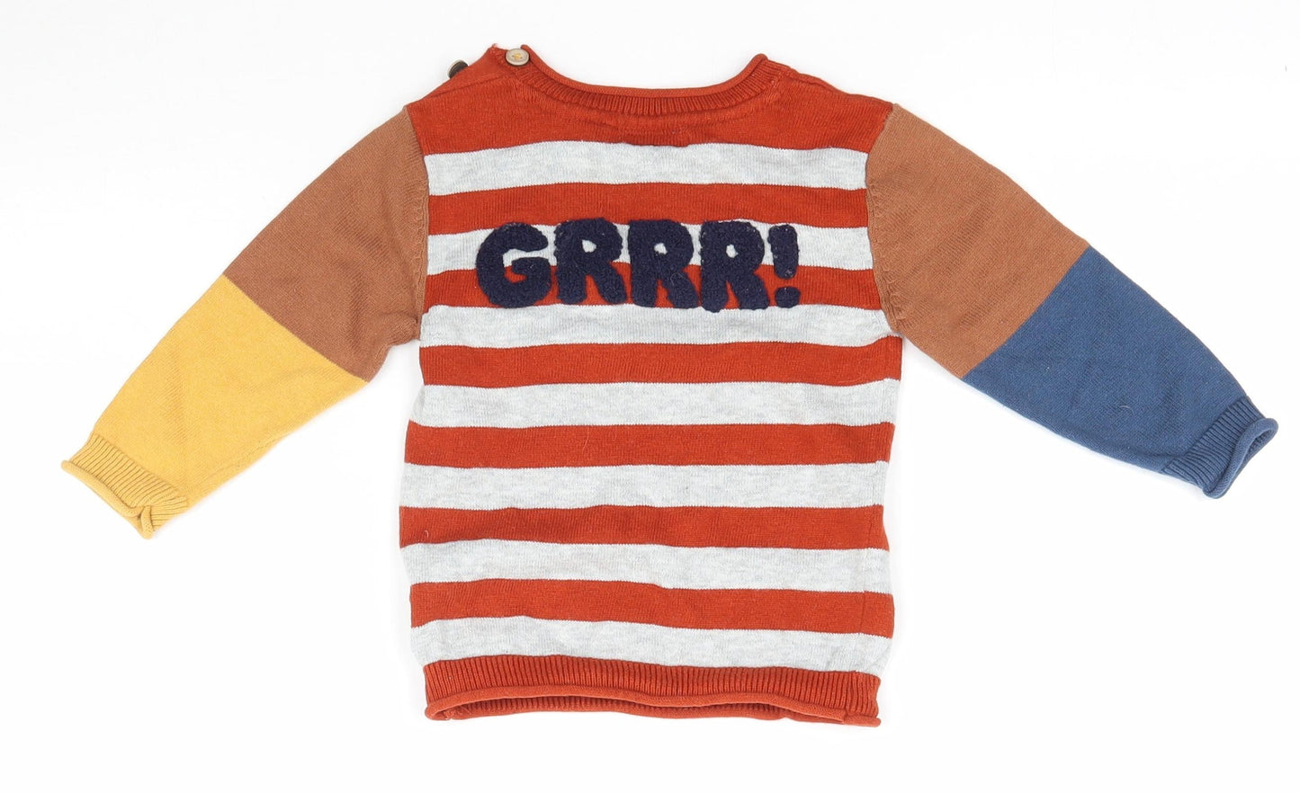 NEXT Boys Multicoloured Striped Knit Basic T-Shirt Size 6-9 Months  - Lion