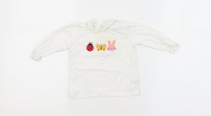 Additional front view of Next girls’ white spotted basic blouse, size 3-6, months