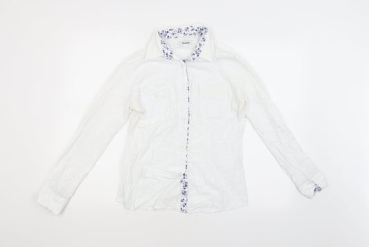 VICKERS Womens White Floral  Basic Button-Up Size XL