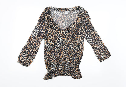 Next Womens Brown Animal Print  Basic Blouse Size 14