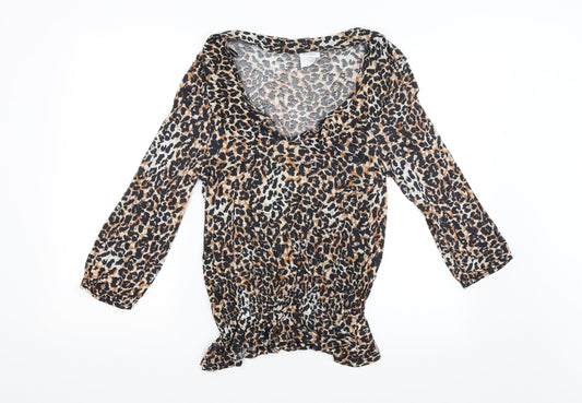 NEXT Womens Brown Animal Print  Basic Blouse Size 14