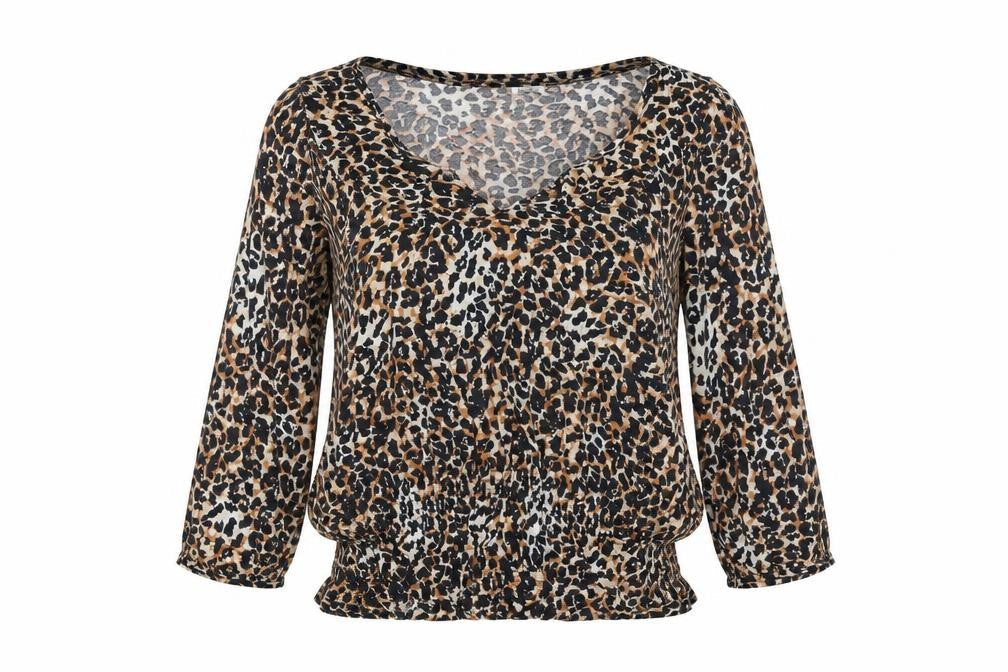 NEXT Womens Brown Animal Print  Basic Blouse Size 14