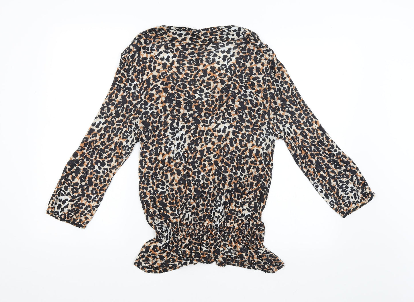 NEXT Womens Brown Animal Print  Basic Blouse Size 14