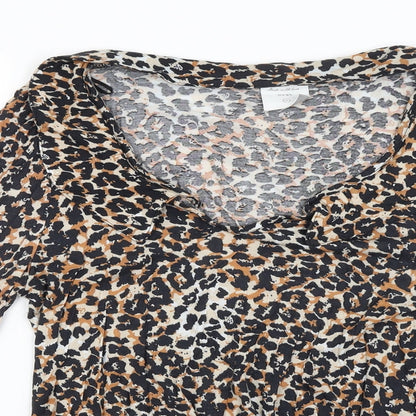 Next Womens Brown Animal Print  Basic Blouse Size 14