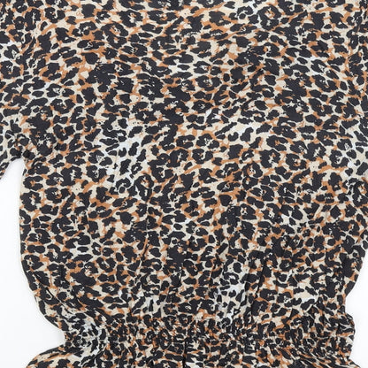 Next Womens Brown Animal Print  Basic Blouse Size 14