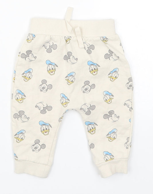George Baby Beige   Sweatpants Trousers Size 3-6 Months  - Mickey Mouse Donald Duck