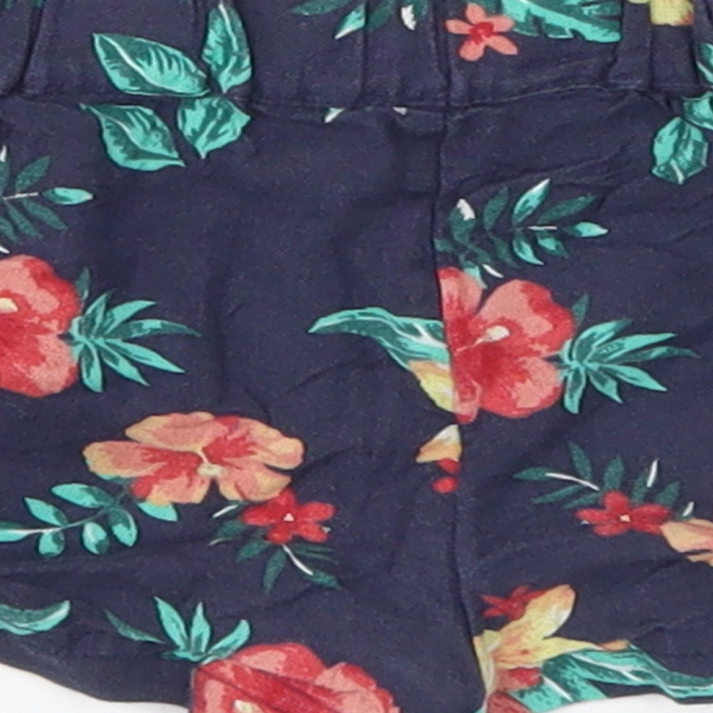 Nutmeg Girls Blue Floral  Cropped Trousers Size 6-9 Months