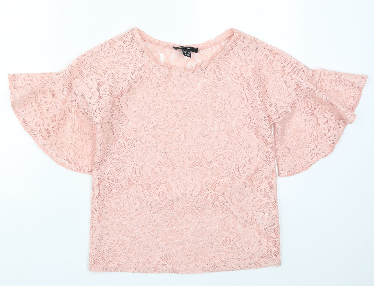 Atmosphere Womens Pink  Lace Basic T-Shirt Size 4