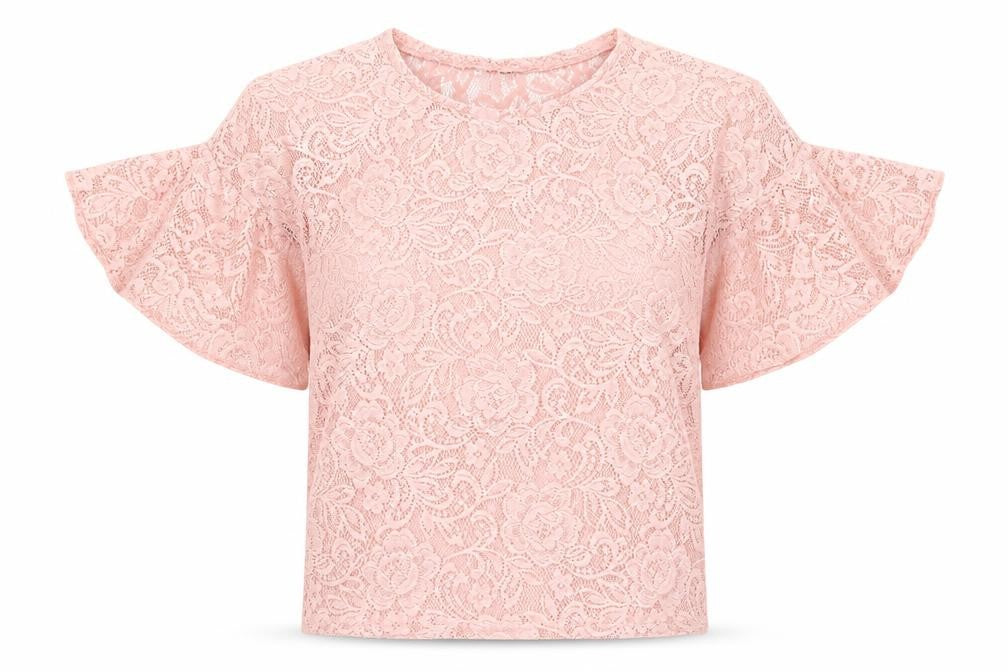Atmosphere Womens Pink  Lace Basic T-Shirt Size 4