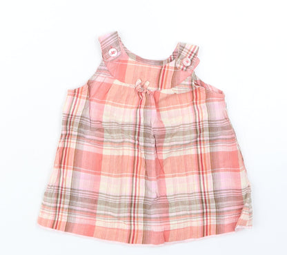 Additional front view of George girls’ pink check basic t-shirt, size 12-18, months