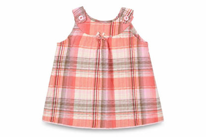 Front view of George girls’ pink check basic t-shirt, size 12-18, months