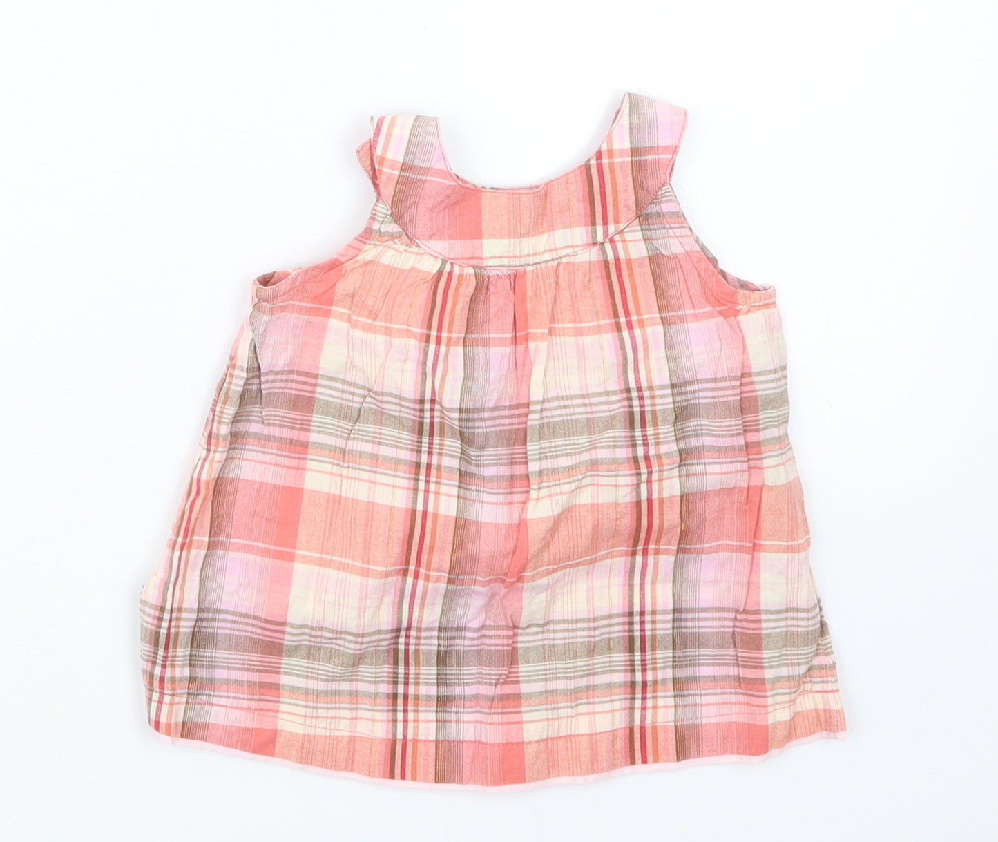 George Girls Pink Check  Basic T-Shirt Size 12-18 Months