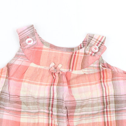 Close-up detail of George girls’ pink check basic t-shirt, size 12-18, months